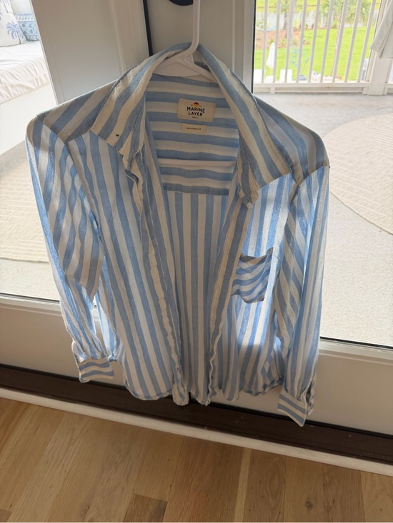 Marine Layer Tops - Marine Layer women’s oversized Blue & White Striped Button-Up Shirt